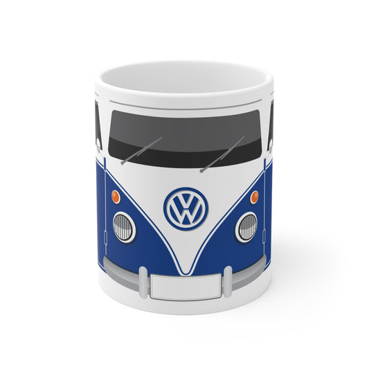 Vintage VW Bus Ceramic Coffee Mug - 11oz & 15oz - Perfect for Auto Enthusiasts Blue