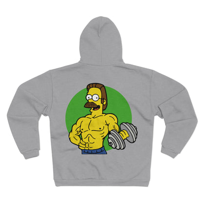 Funny Fitness Unisex Hooded Zip Sweatshirt with Cartoon Design