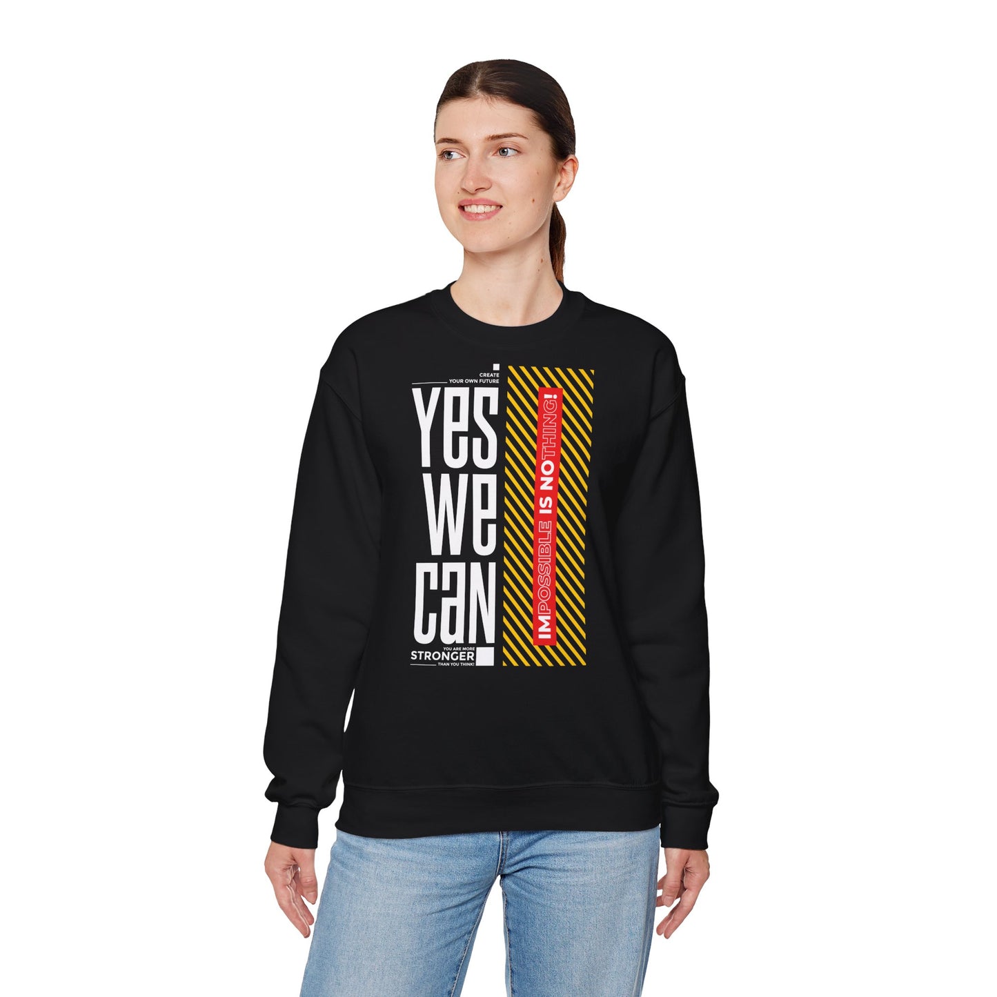 Inspiration Crewneck Sweatshirt - 'YES WE CAN' & 'IMPOSSIBLE IS NOTHING'