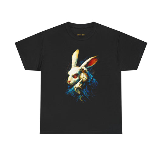 Rabbit Phone Graphic Tee — Vintage White Rabbit Illustration T-Shirt