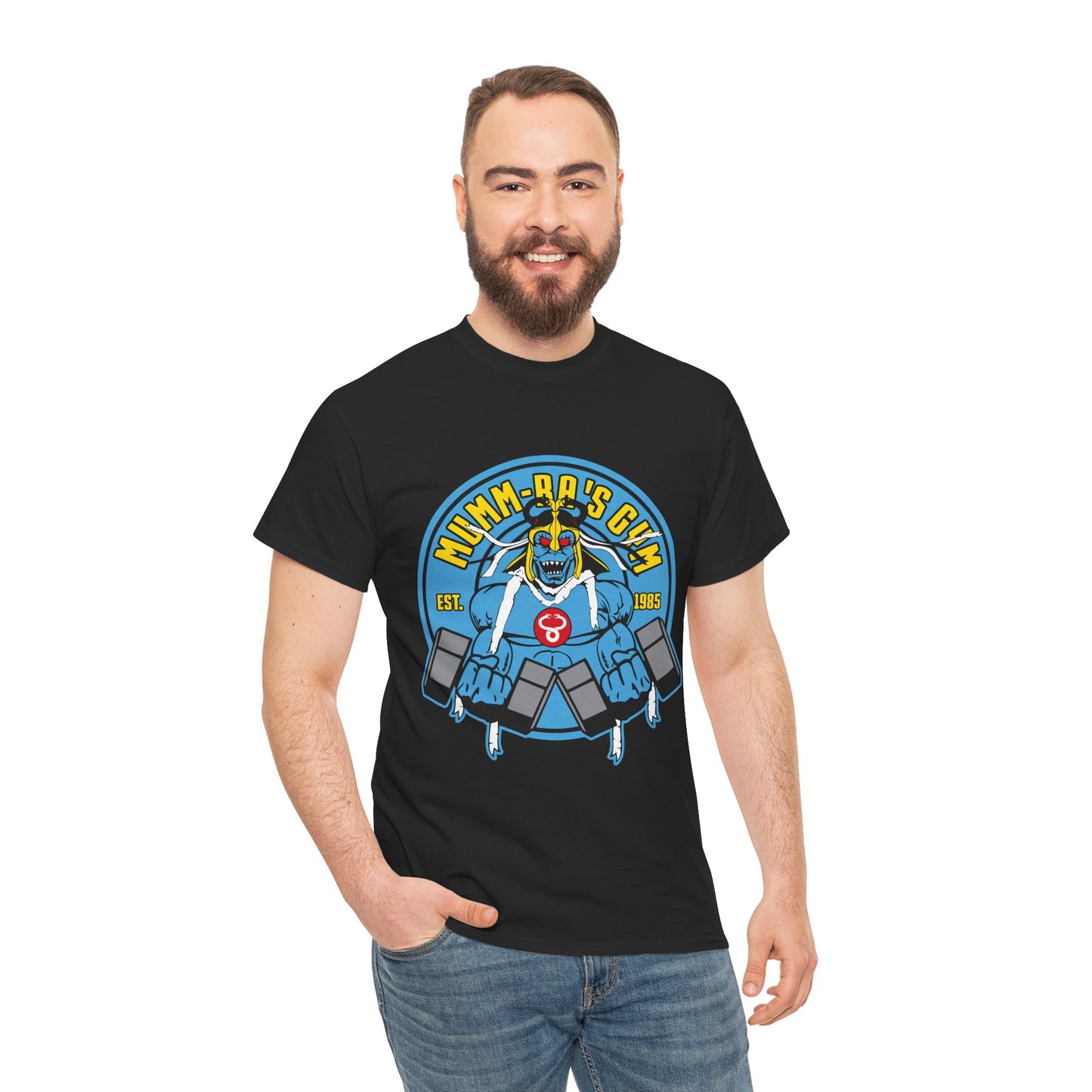 Vintage Gym Monster Unisex Heavy Cotton Tee - Retro Fitness T-Shirt Black