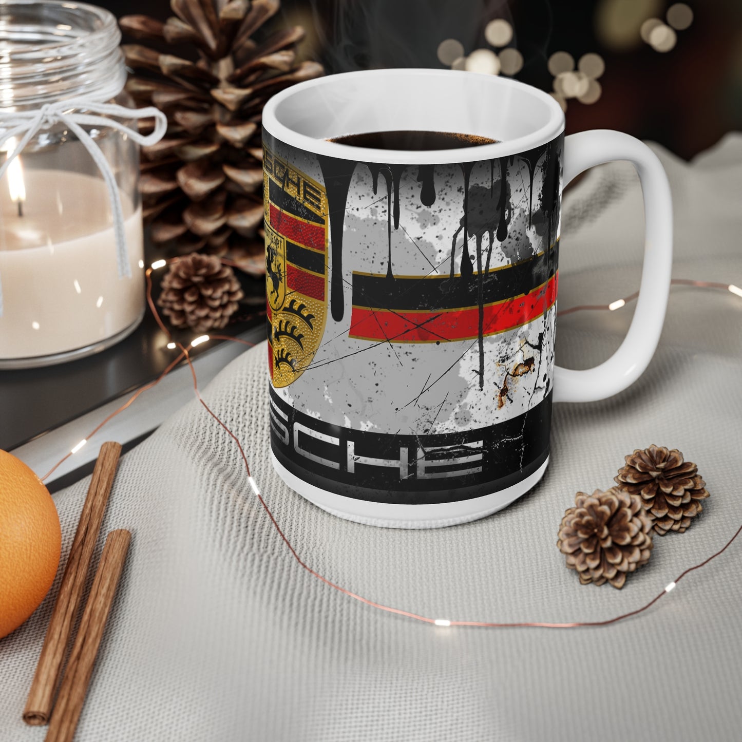 Porsche-Inspired Ceramic Coffee Cup | 11oz & 15oz | Automotive Enthusiast Gift