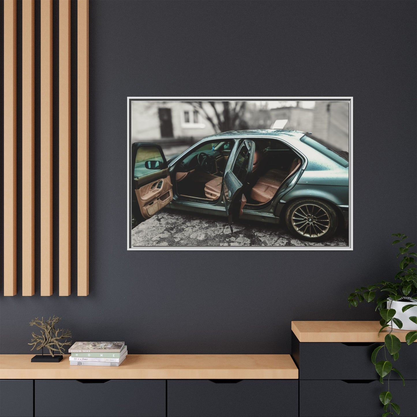 BMW 7 Matte Canvas, Framed (Multi-color)