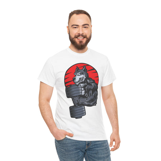 Gym Wolf Unisex Heavy Cotton Tee - Motivational Workout T-Shirt White