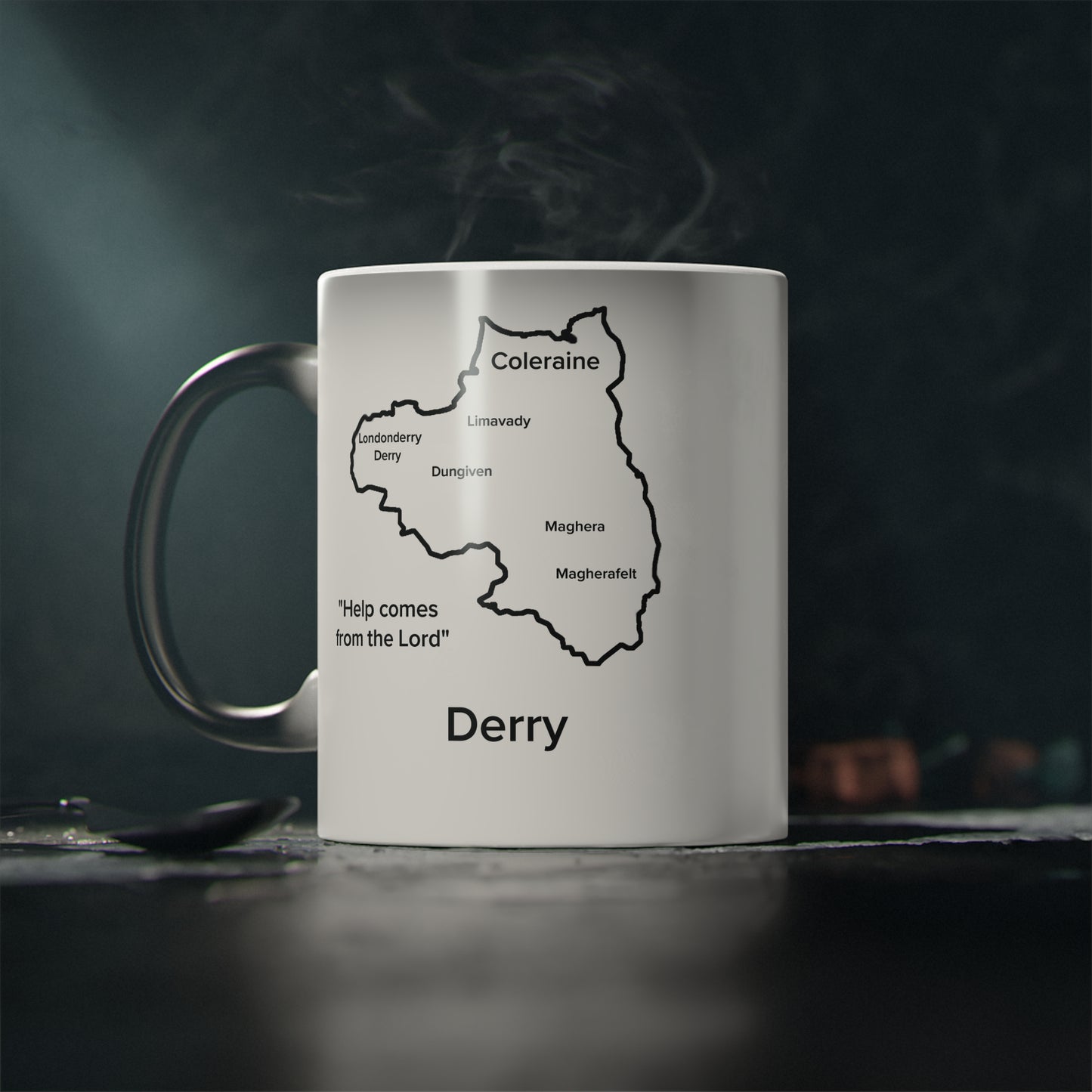 Derry Magic Mug: Color - Changing Coffee Cup with Artistic Map Design