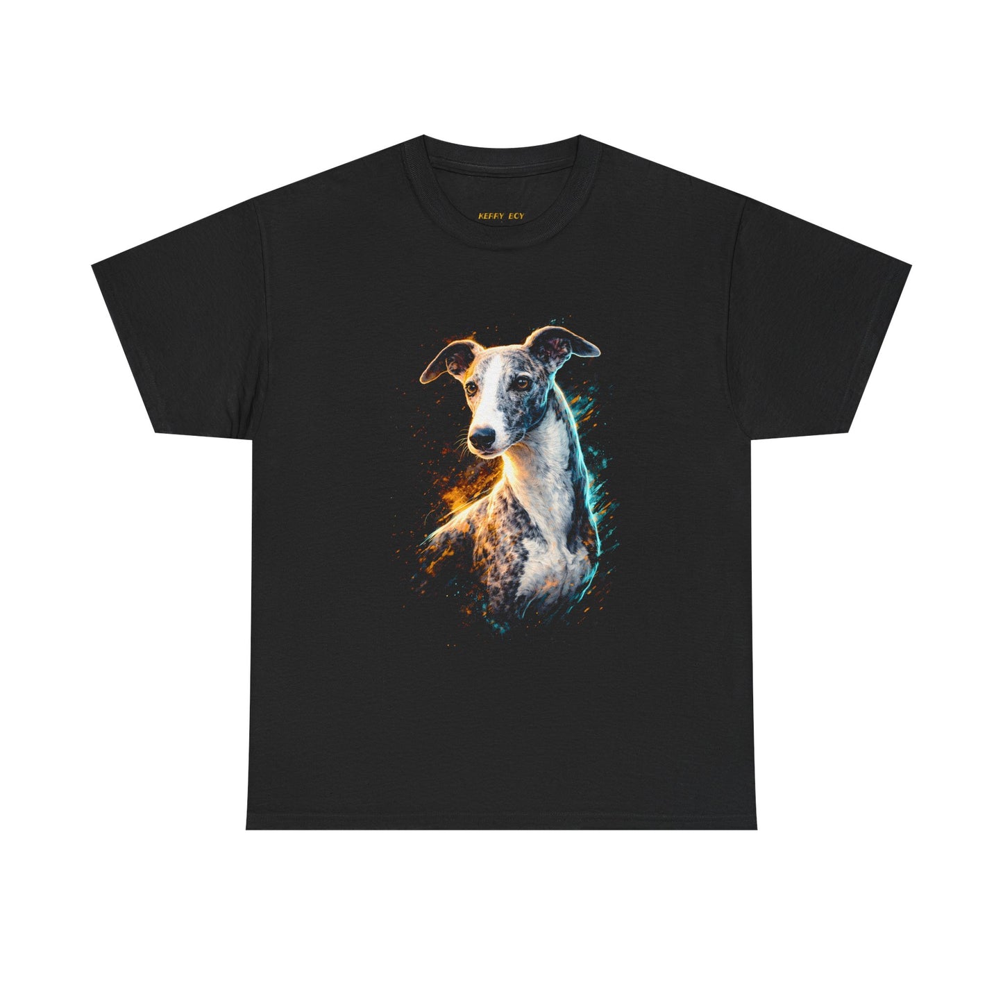 Greyhound Portrait T‑Shirt — Colorful Cosmic Dog Art Tee