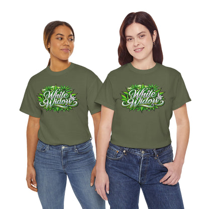 White Widow Graphic Tee — Cannabis Leaf Logo T-Shirt