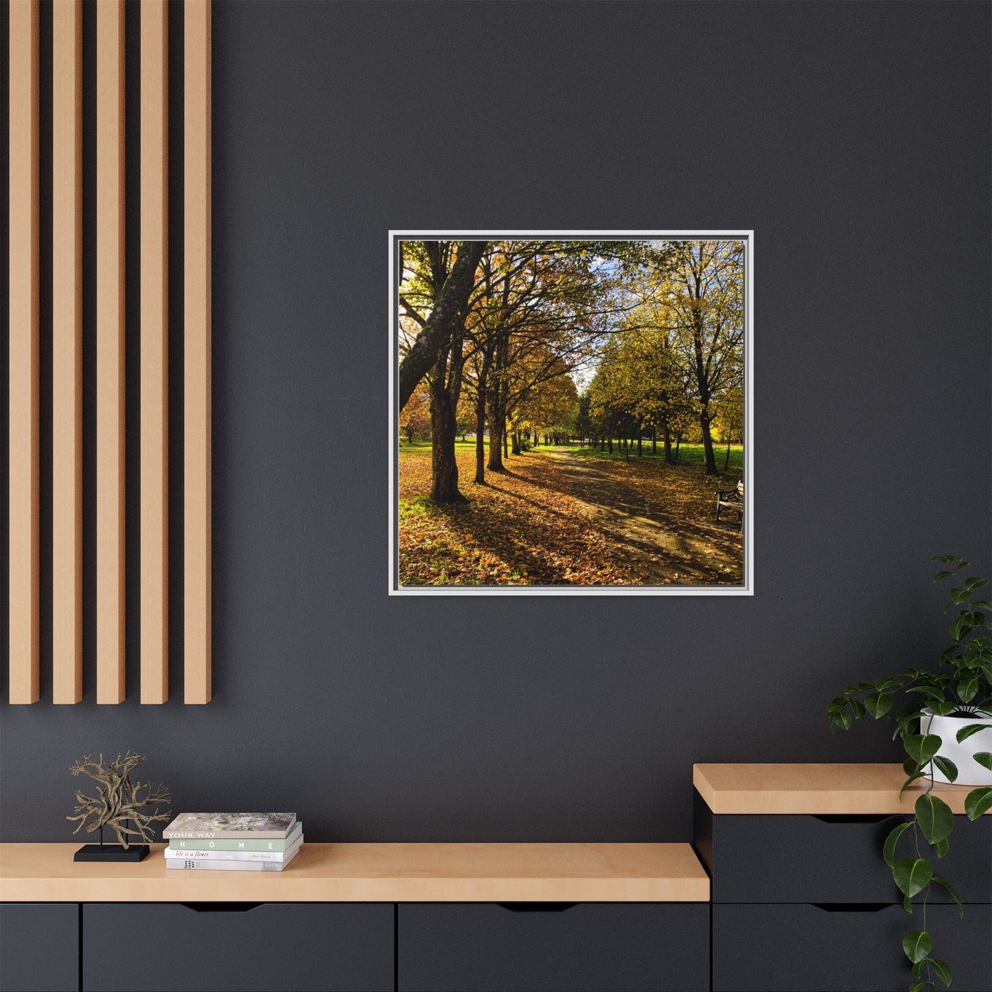 Listowel town Park Autumn Matte Canvas, Framed (Multi-color)