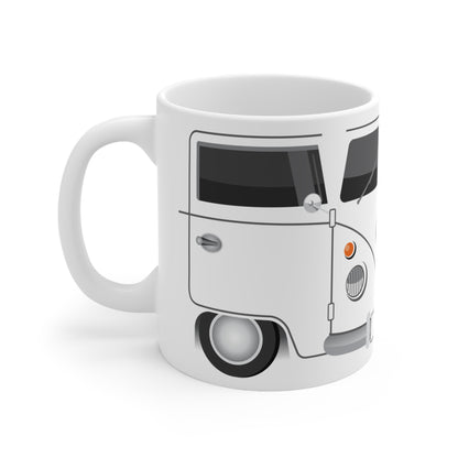 Vintage VW Bus Ceramic Coffee Mug - 11oz & 15oz - Perfect for Auto Enthusiasts White