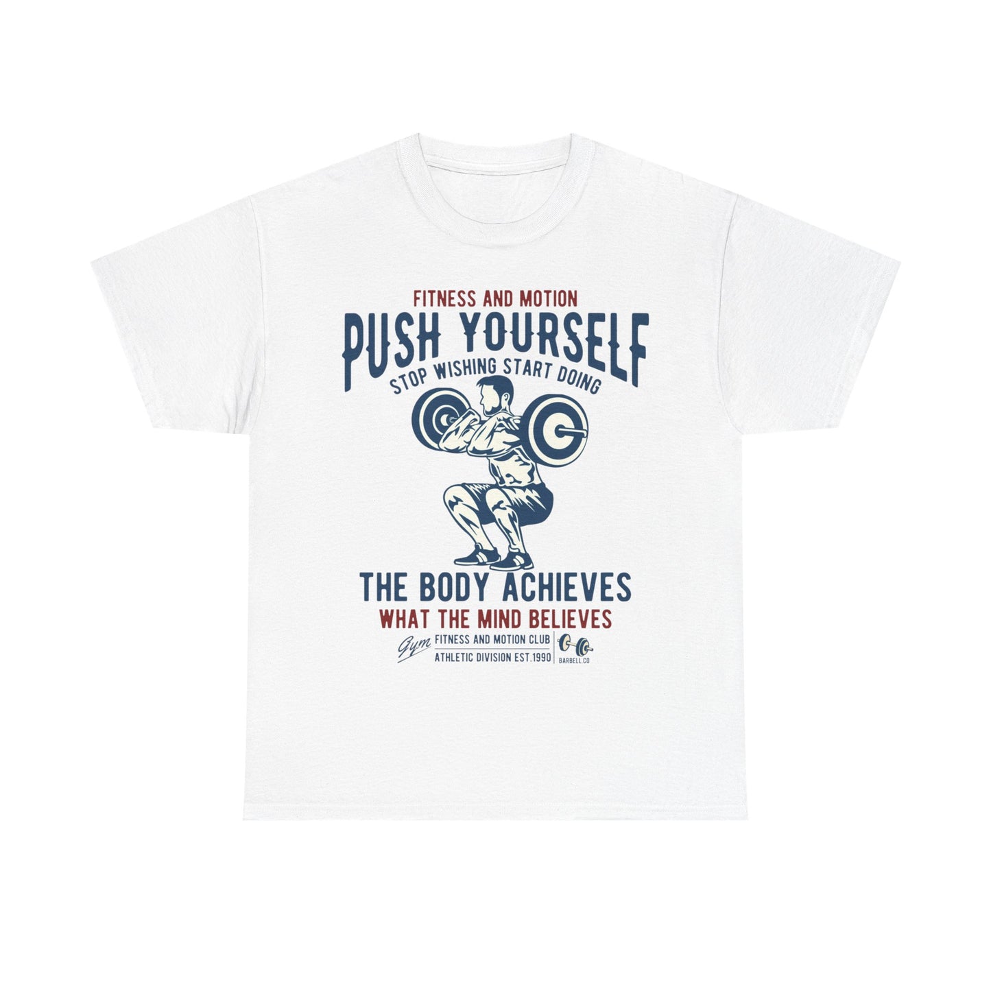 Motivational Fitness Unisex Heavy Cotton Tee - 'Push Yourself' Graphic