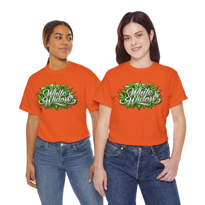 White Widow Graphic Tee — Cannabis Leaf Logo T-Shirt