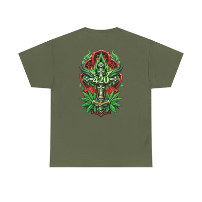 420 Cannabis Shield T-Shirt – Marijuana Leaf Stoner Graphic Tee