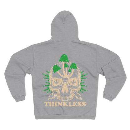 Mushroom Skull 'THINKLESS'  Zip Hoodie