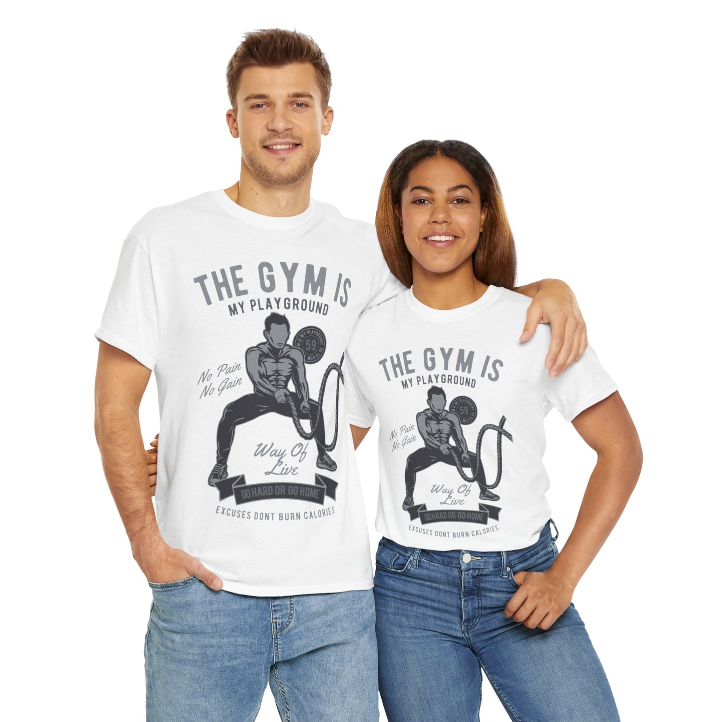 Motivational Gym T-Shirt - The Gym is My Playground - No Pain No Gain