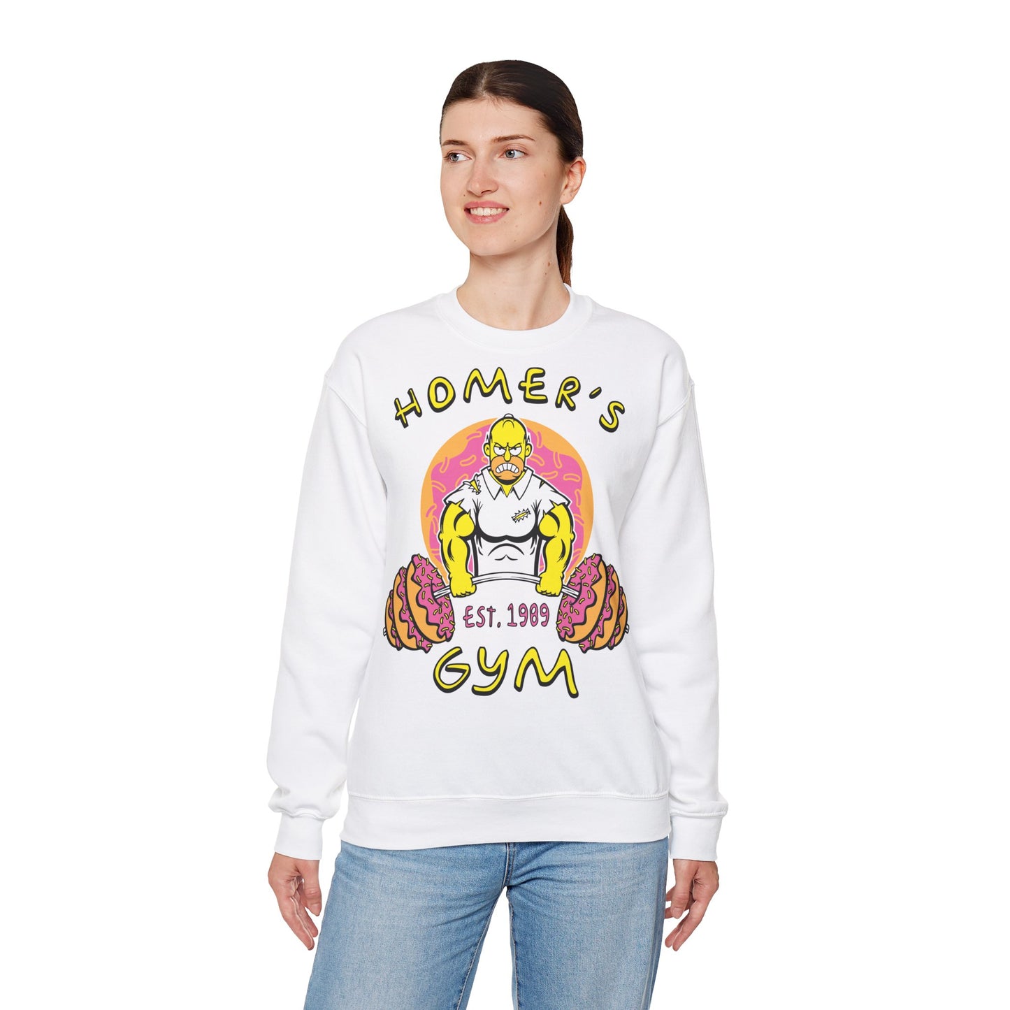 Homer's Gym Unisex Heavy Blend™ Crewneck Sweatshirt White