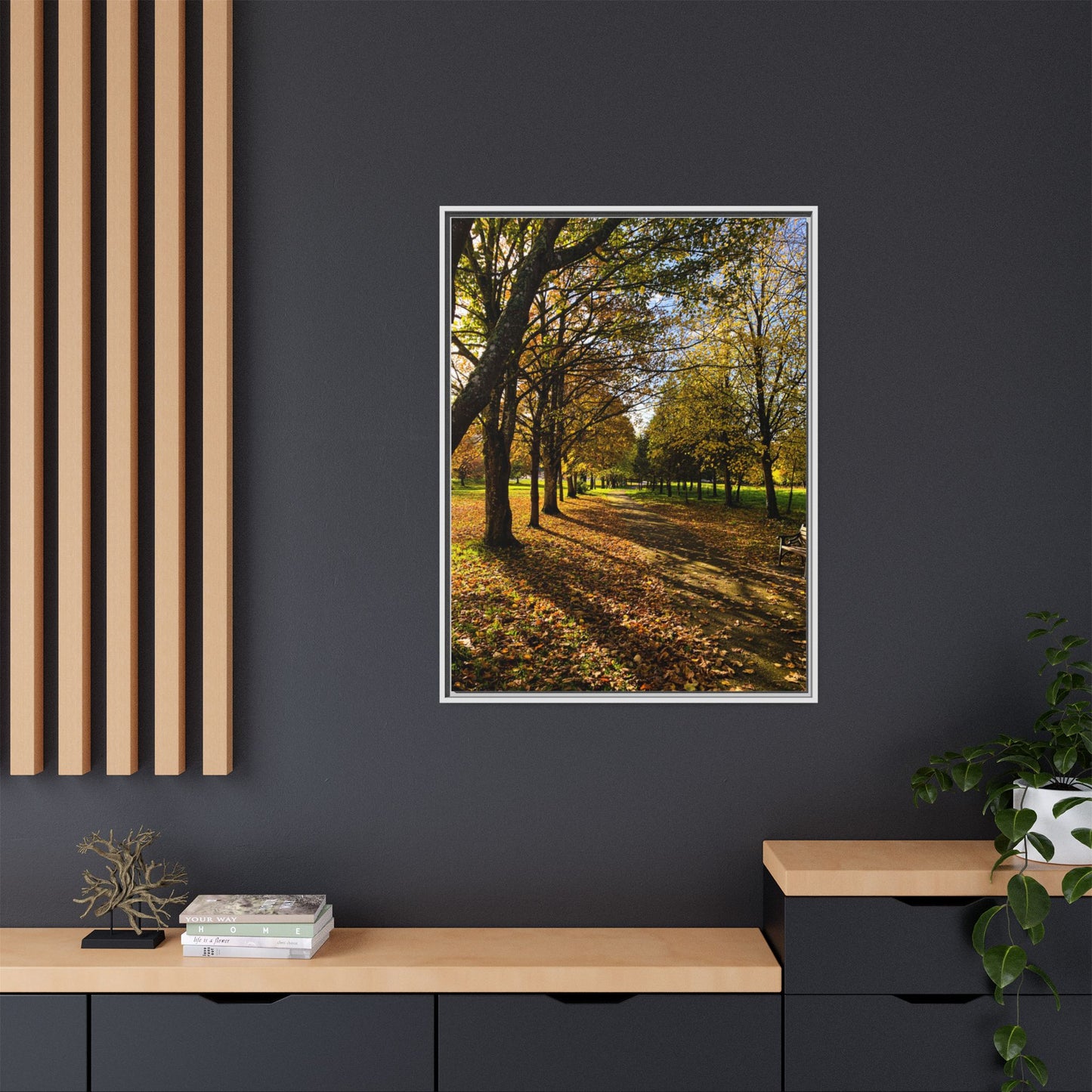 Listowel town Park Autumn Matte Canvas, Framed (Multi-color)
