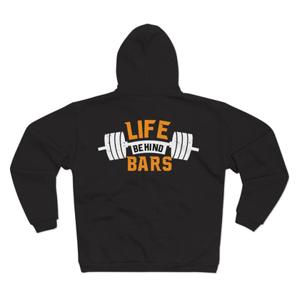 Life Behind Bars Unisex Hooded Zip Sweatshirt - Perfect for Gym Lovers