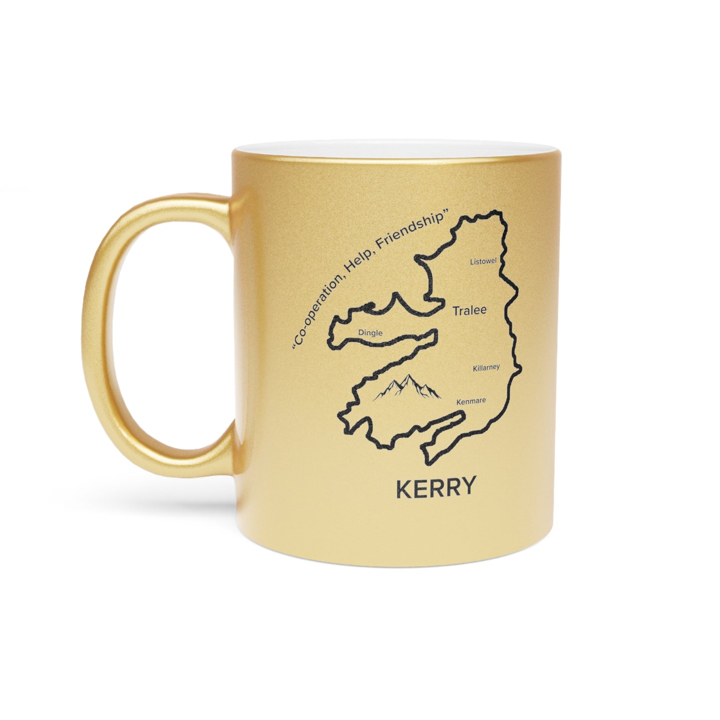Kerry County Metallic Colour Mug - Silver/Gold - Perfect Gift for Coffee Lovers