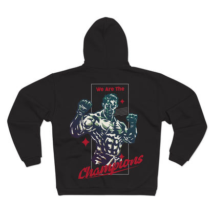 Unisex Hooded Zip Sweatshirt - We Are The Champions Design