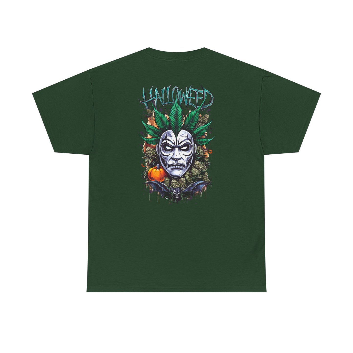 Hallowed Harvest Tee — Halloween Mask & Pumpkin Graphic T-Shirt