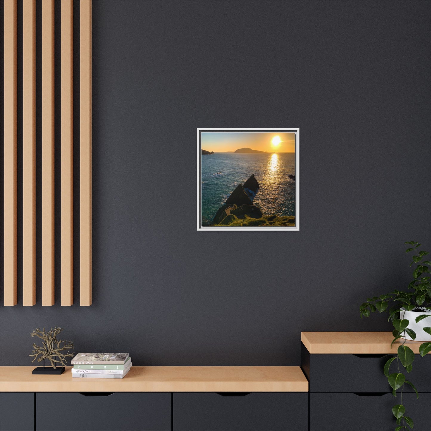 Dunquin Pier Sunset 2 Matte Canvas, Framed (Multi-color)