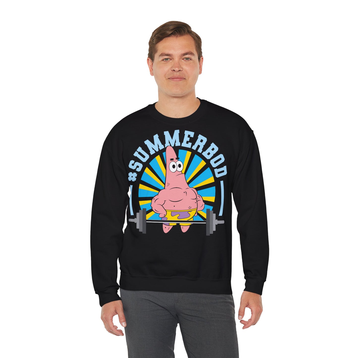 Funny Unisex Heavy Blend™ Crewneck Sweatshirt - #SUMMERBOD Gym Motivational Design Black
