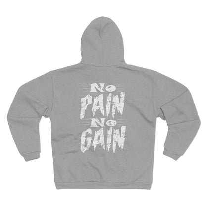 No Pain No Gain Unisex Zip Sweatshirt – Motivational Fitness Hoodie
