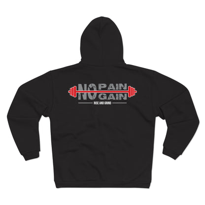 No Pain No Gain Unisex Hooded Zip Sweatshirt - Fitness Motivation Apparel