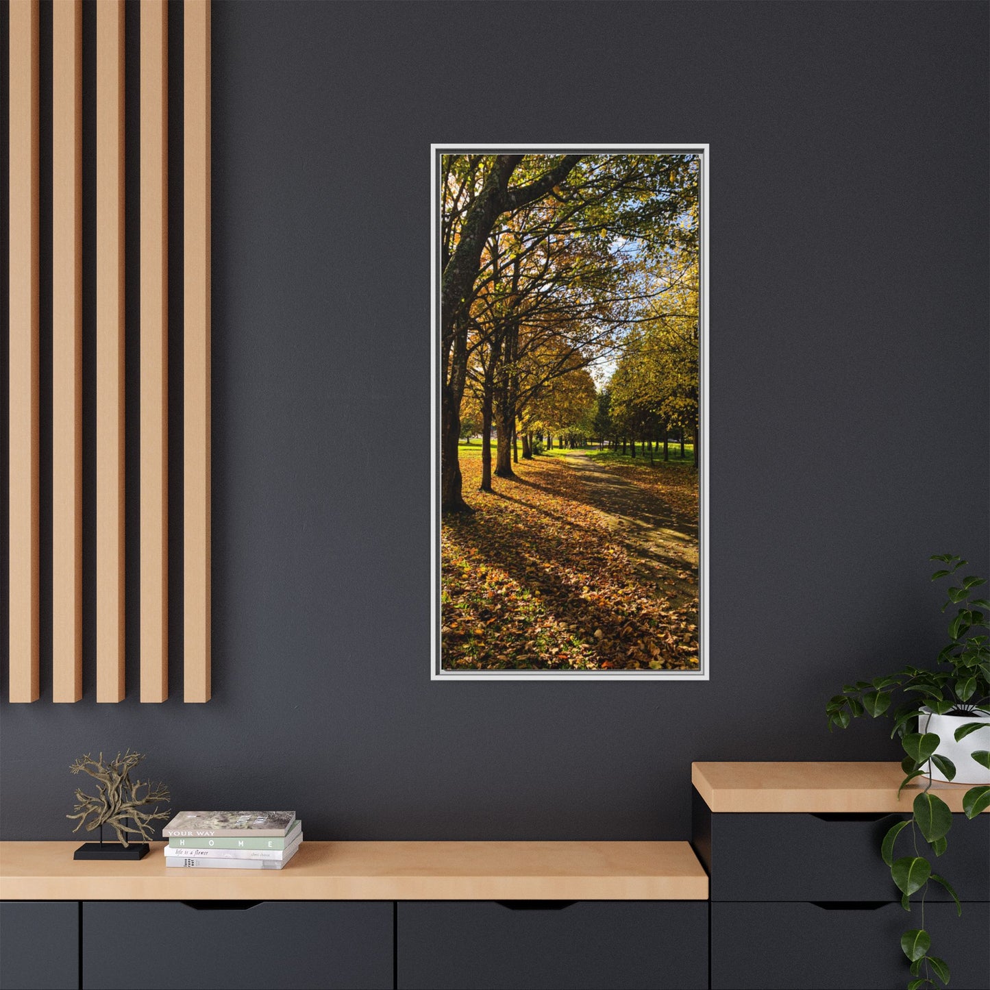 Listowel town Park Autumn Matte Canvas, Framed (Multi-color)