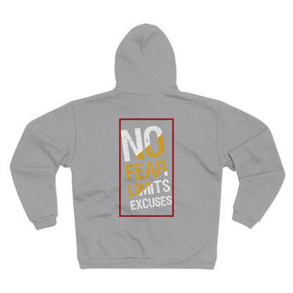 Motivational Zip-Up Hoodie - "No Fear Limits Excuses"