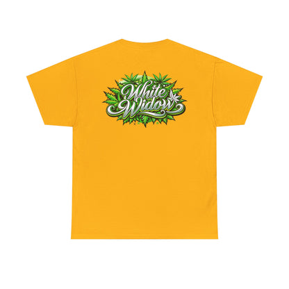White Widow Graphic Tee — Cannabis Leaf Logo T-Shirt