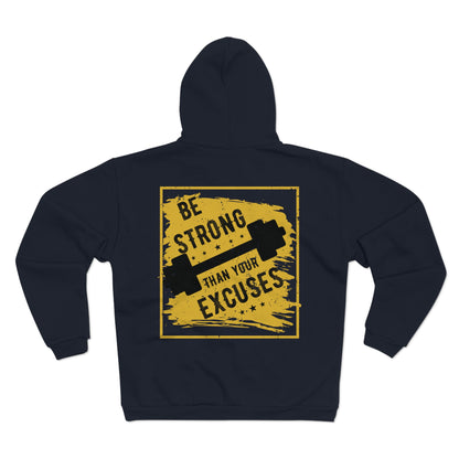 Motivational Unisex Hooded Zip Sweatshirt - 'Be Strong' Workout Hoodie