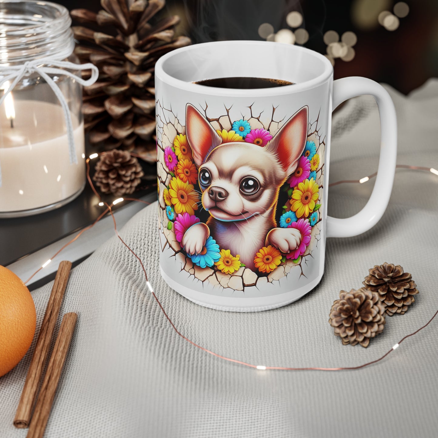 Charming Floral Chihuahua Coffee Mug - 11oz & 15oz