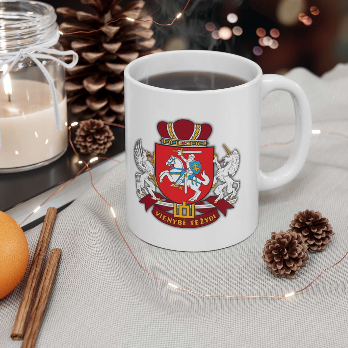 Lithuania Herb Crest Ceramic Coffee Cups - 11oz & 15oz, Perfect for Gifts & Home Decor