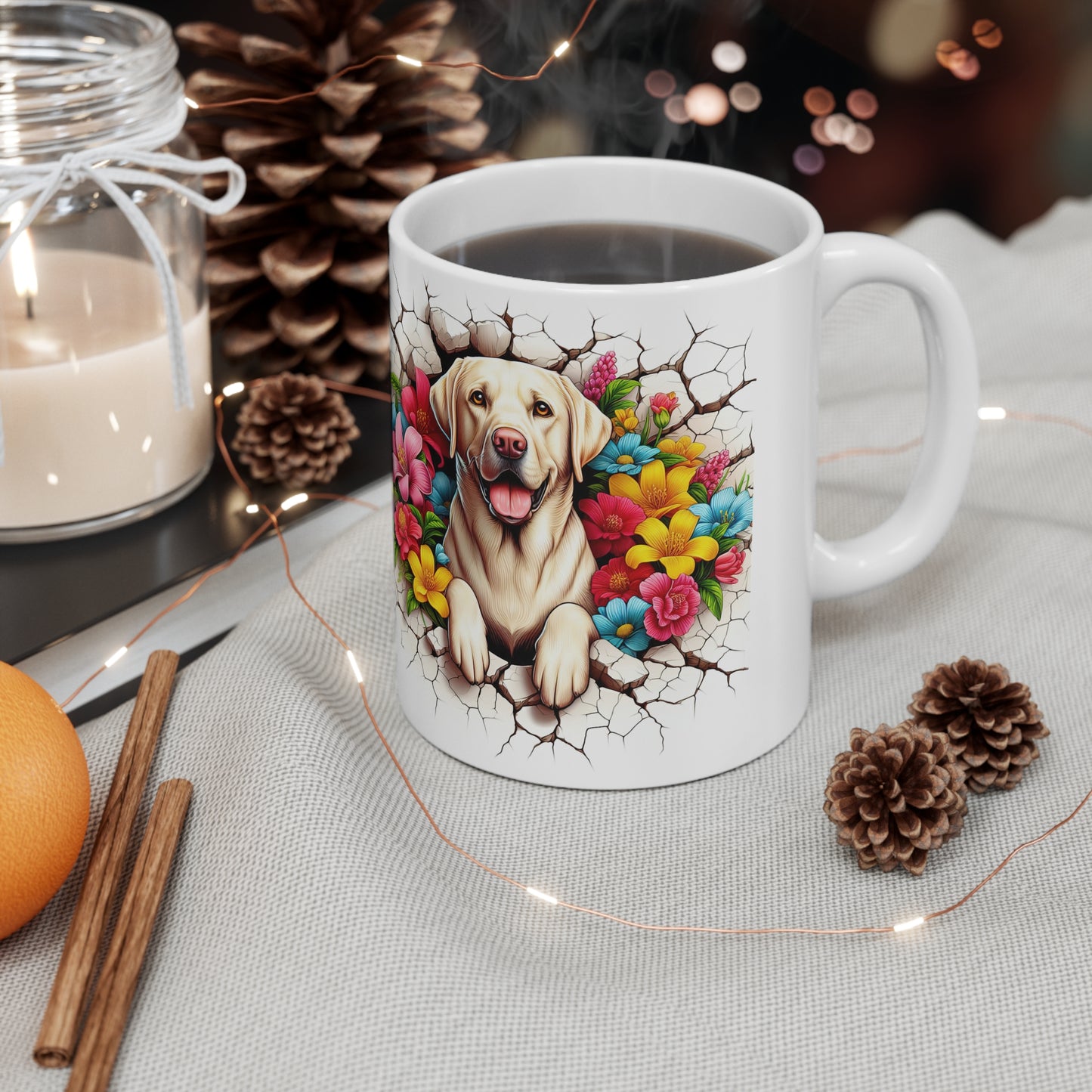 Vibrant Labrador Floral Coffee Mug - 11oz & 15oz