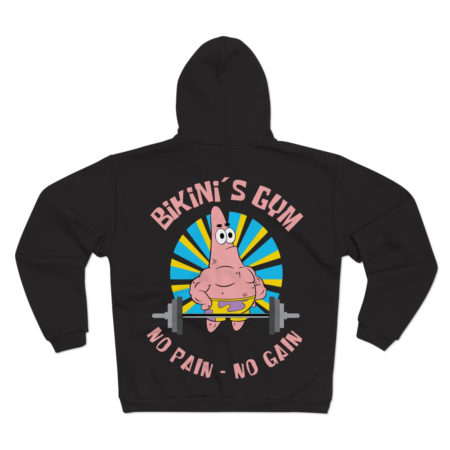 Bikini Bottom Gym Hoodie - No Pain No Gain Unisex Zip Sweatshirt