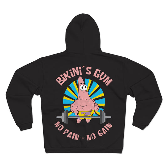 Bikini Bottom Gym Hoodie - No Pain No Gain Unisex Zip Sweatshirt