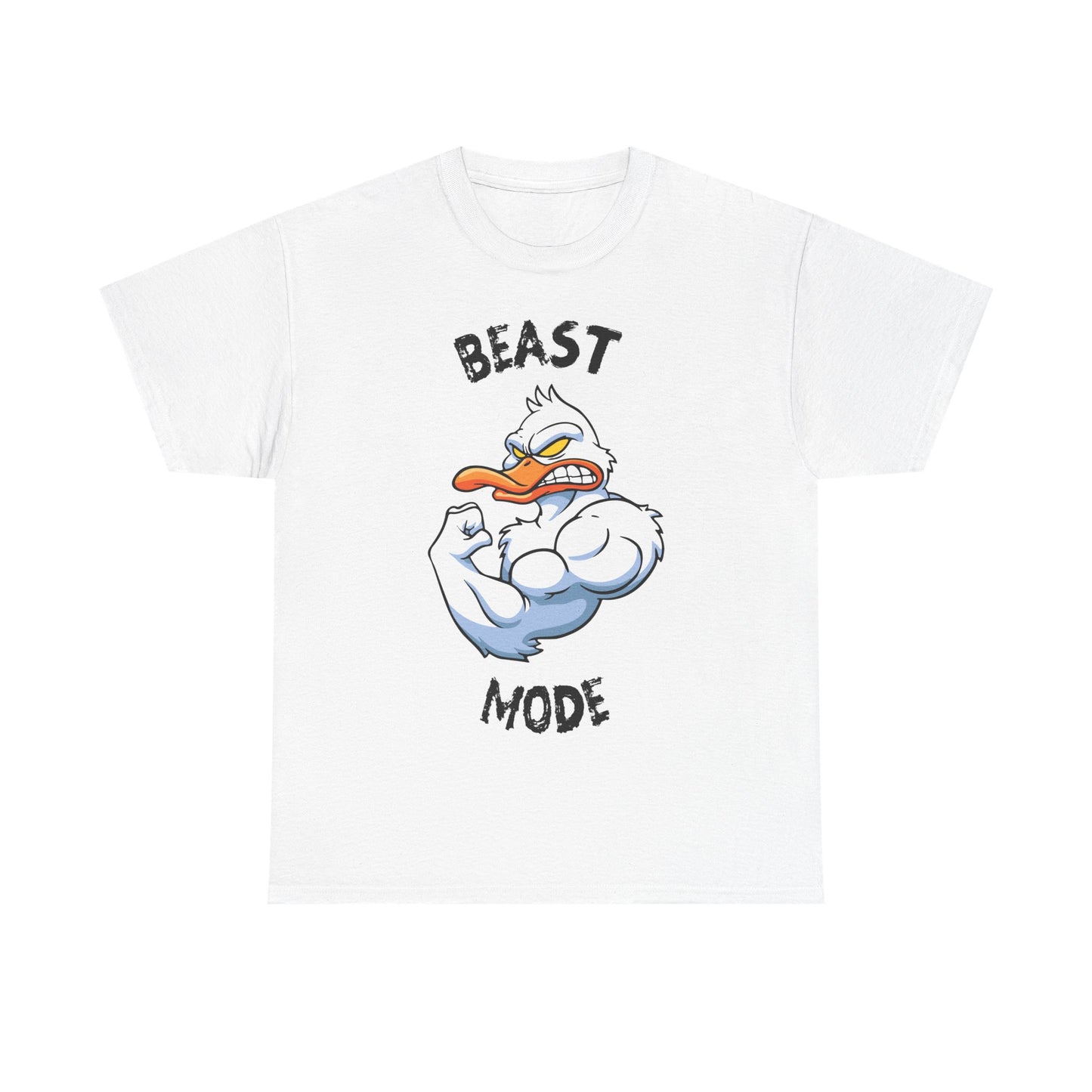Beast Mode Unisex Heavy Cotton Tee - Motivational Graphic T-Shirt for Gym Lovers White