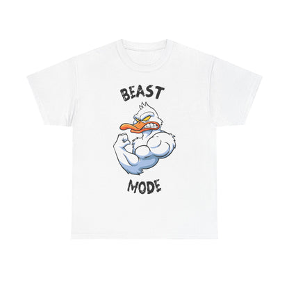 Beast Mode Unisex Heavy Cotton Tee - Motivational Graphic T-Shirt for Gym Lovers White