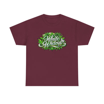 White Widow Graphic Tee — Cannabis Leaf Logo T-Shirt