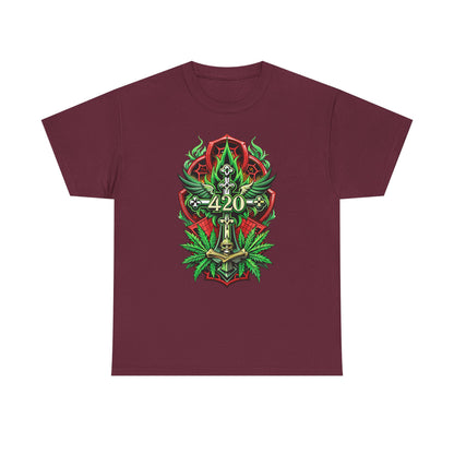 420 Cannabis Shield T-Shirt – Marijuana Leaf Stoner Graphic Tee