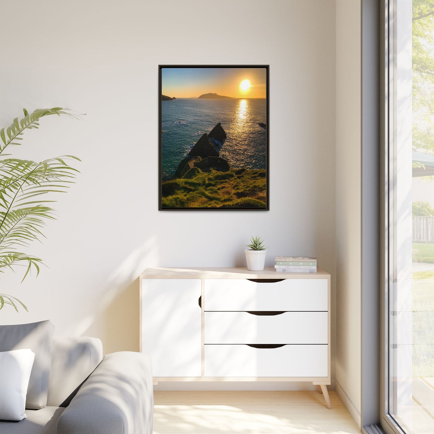 Dunquin Pier Sunset 2 Matte Canvas, Framed (Multi-color)