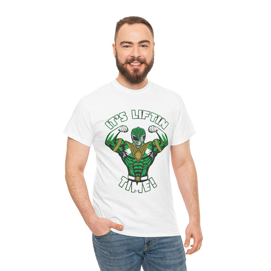 Muscle Motivation Tee - It's Liftin' Time! Unisex Heavy Cotton Shirt for Gym Enthusiasts White
