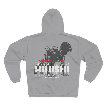 Motivational Unisex Hooded Zip Sweatshirt - 'Work Hard, Dream Big'