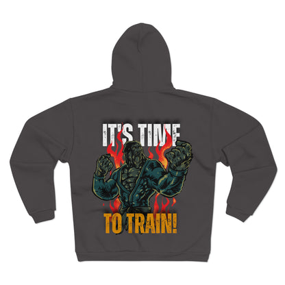Unisex Zip Sweatshirt - "It’s Time to Train!" Motivational Gym Hoodie