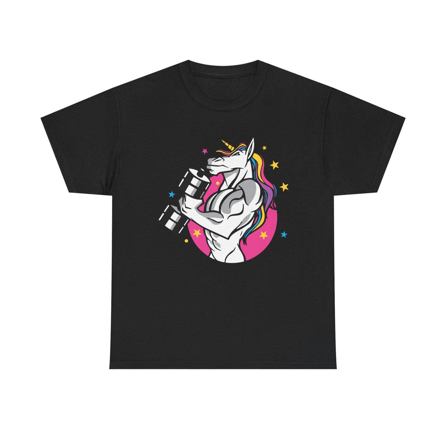 Muscle Unicorn Workout Tee - Unisex Heavy Cotton Tee for Fitness Lovers White