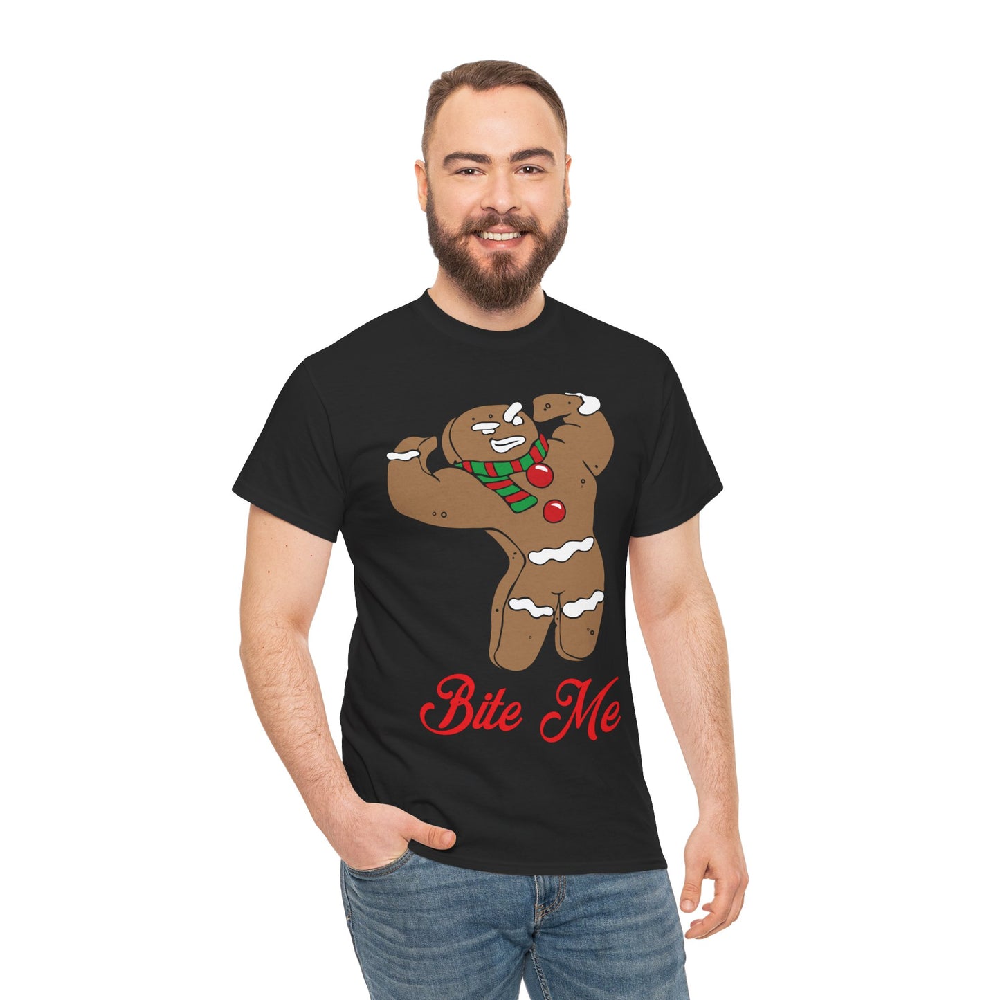 Funny Gingerbread Cookie Tee - Bite Me Christmas Shirt Black
