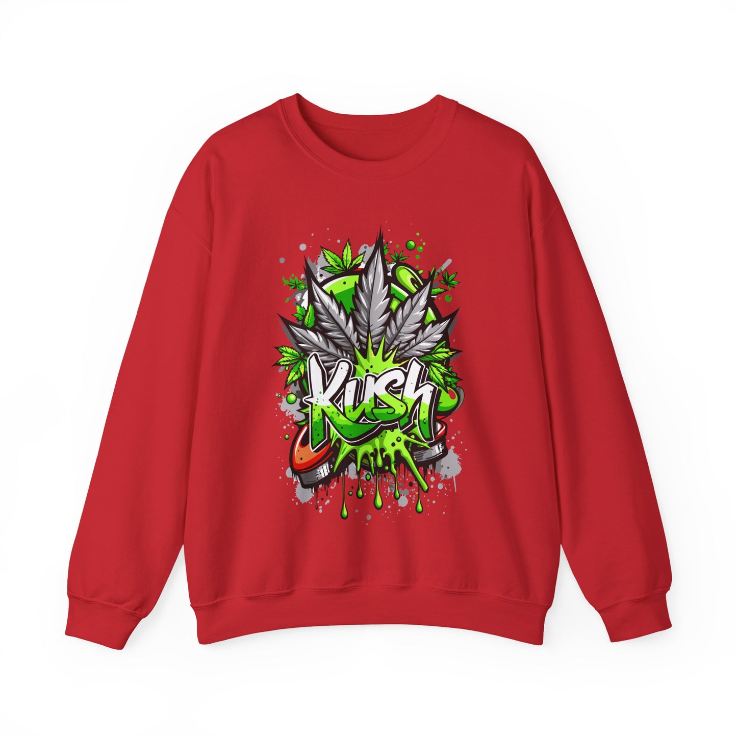 Kush Graffiti Sweatshirt — Green Cannabis Leaf Street Art
