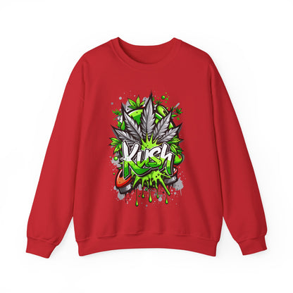 Kush Graffiti Sweatshirt — Green Cannabis Leaf Street Art