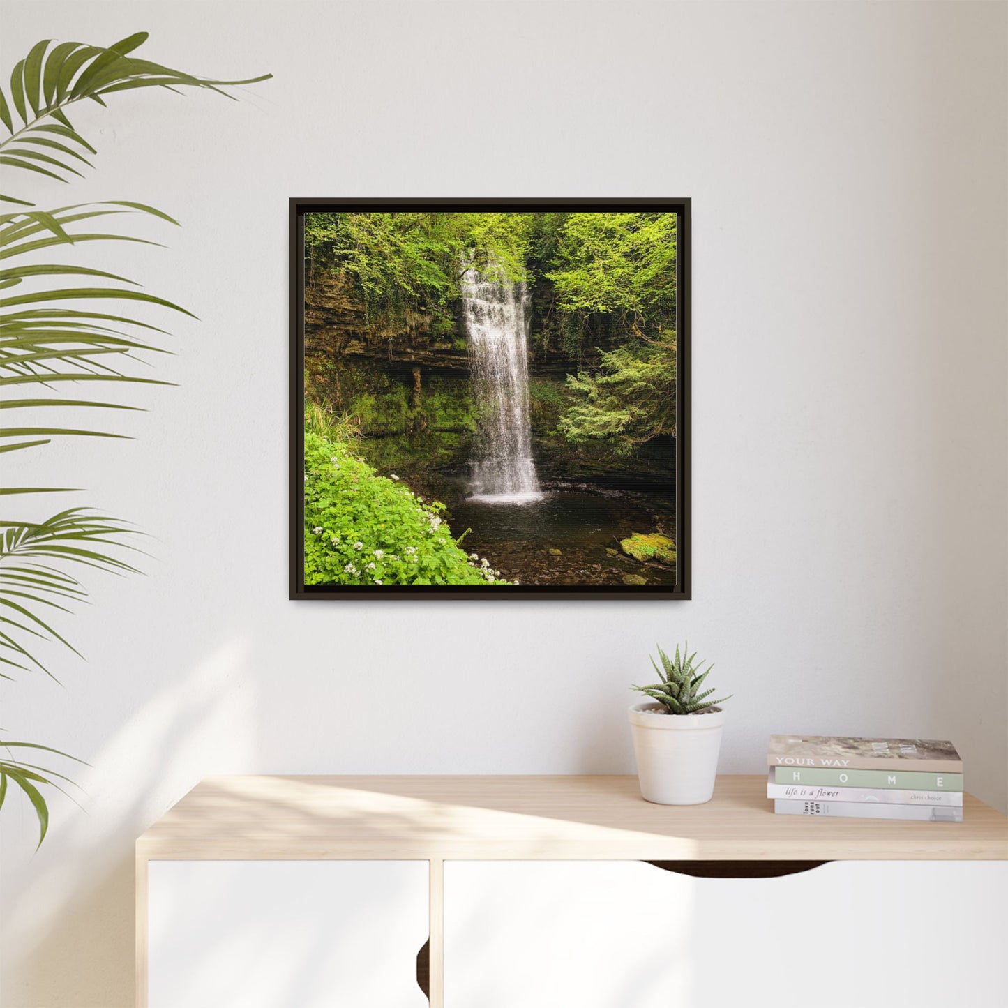 Glacer Waterfall Matte Canvas, Framed (Multi-color)
